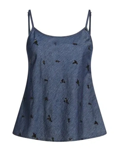 Kaos Jeans Woman Top Navy Size 8 Cotton, Polyester In Blue