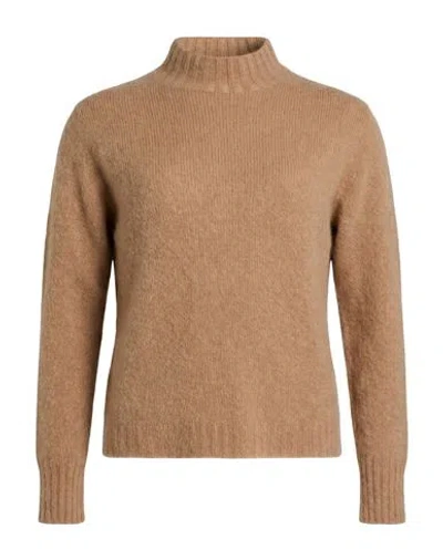 Kaos Jeans Woman Turtleneck Camel Size L Acrylic, Polyamide, Wool, Mohair Wool, Elastane In Brown