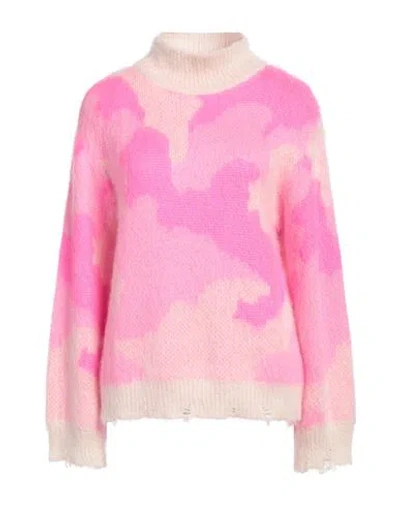 Kaos Jeans Woman Turtleneck Fuchsia Size M Acrylic, Mohair Wool, Polyamide In Pink