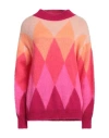 Kaos Jeans Woman Turtleneck Fuchsia Size M Acrylic, Polyamide, Mohair Wool In Pink