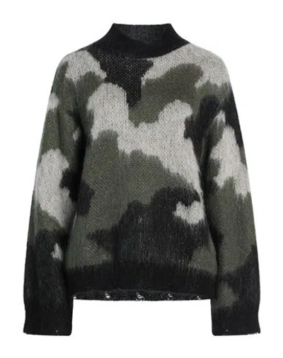 Kaos Jeans Woman Turtleneck Military Green Size Xs Acrylic, Mohair Wool, Polyamide In Green