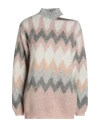 Kaos Jeans Woman Turtleneck Antique Rose Size M Acrylic, Mohair Wool, Polyamide In Pink