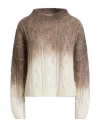 Kaos Jeans Woman Turtleneck Taupe Size L Acrylic, Mohair Wool, Polyamide In Gray