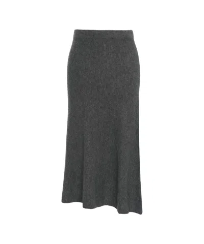 Kaos Knitted Midi Skirt With Trapeze Silhouette In Gray