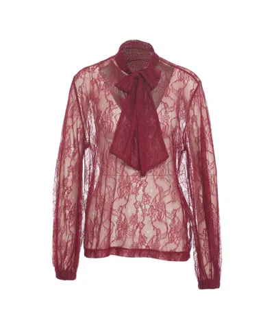 Kaos Lace Shirt With Bow Details In Red