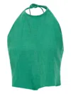 Kaos Lace-up Halterneck Top In Green