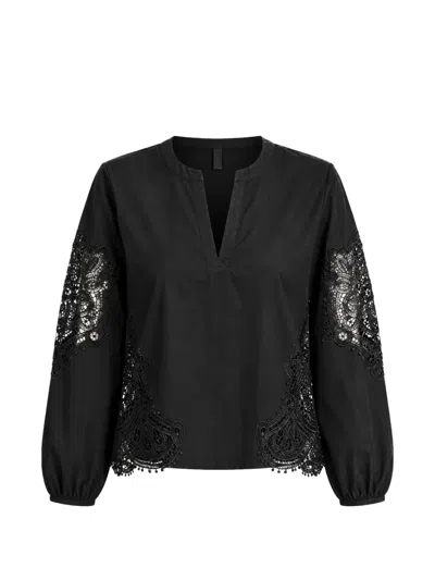 Kaos Lace-panelled V-neck Blouse In Black