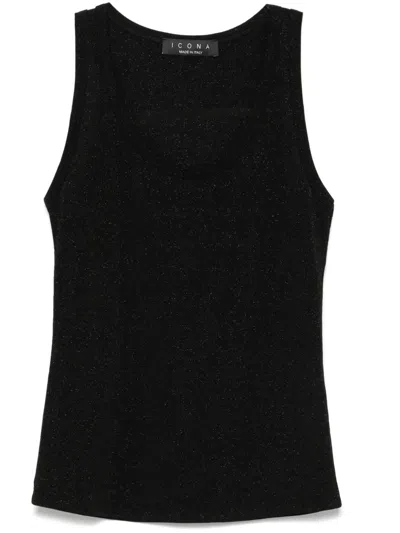 Kaos Lamé Tank Top In Black