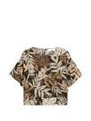 Kaos Leaf-pattern Blouse In Animal Print
