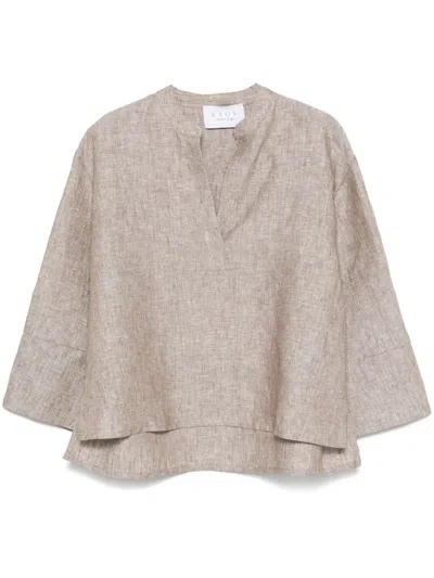 Kaos Linen Blouse In Brown