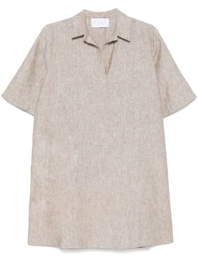 Kaos Linen Mini Dress In Brown