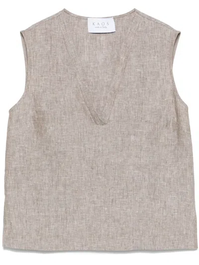Kaos Linen Top In Brown