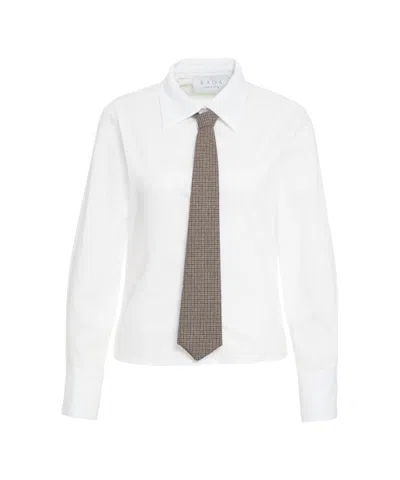 Kaos Long-sleeved Shirt With Button-down Collar In White