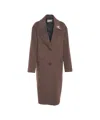 Kaos Long Textured Coat In Brown