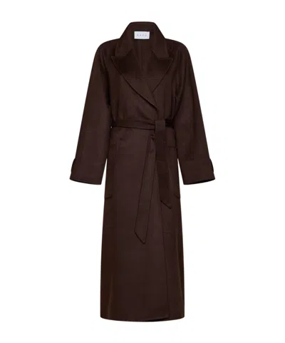 Kaos Long-sleeved Belted Coat In Brown