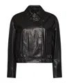 Kaos Long-sleeved Collared Leather Jacket In Black