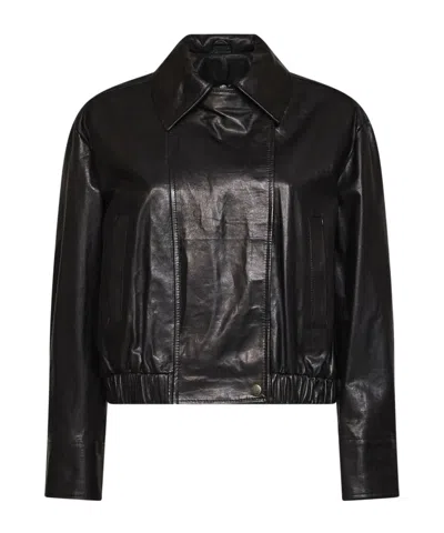 KAOS LONG-SLEEVED COLLARED LEATHER JACKET