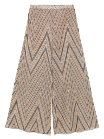 Kaos Lurex Trousers In Brown