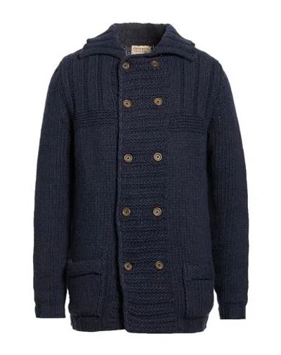 Kaos Man Cardigan Navy Size L Wool, Polyamide In Blue