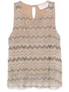 Kaos Metallic-threading Top In Neutrals
