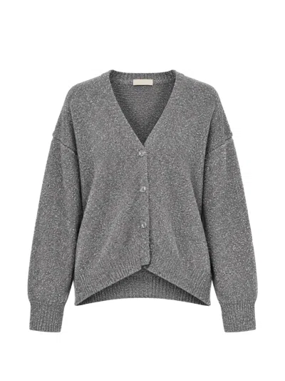 Kaos Metallic-effect V-neck Cardigan In Gray