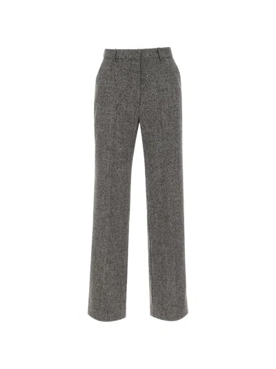 Kaos Micro-textured Straight-leg Trousers In Gray