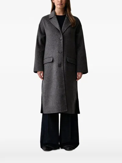 Kaos Notched-lapel Side-slit Coat In Grey