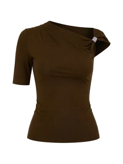 Kaos One-shoulder Ring-detail Top In Green