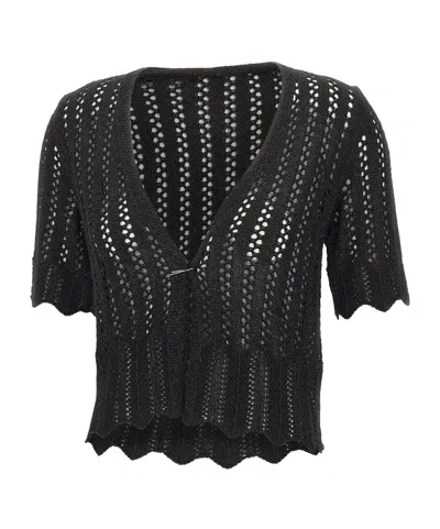 Kaos Open-knit Cardigan In Black