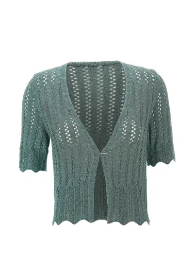 Kaos Openwork-knit Scalloped-edge Sweater In Green