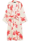 Kaos Palm Trees-printed Coat In Neutrals
