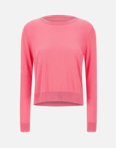 Kaos Pink Cotton And Silk Long Sleeve Sweater In Natural