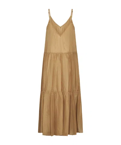 Kaos Pleated Detail Dress In Brown