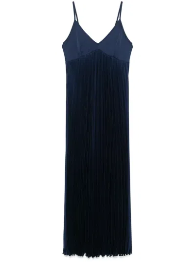 Kaos Pleated Maxi Dress In Blue