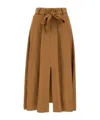 Kaos Pleated Midi Skirt In Brown