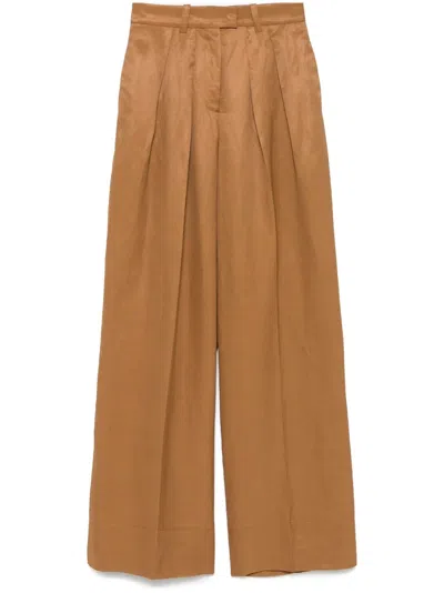 Kaos Pleated Trousers In Brown