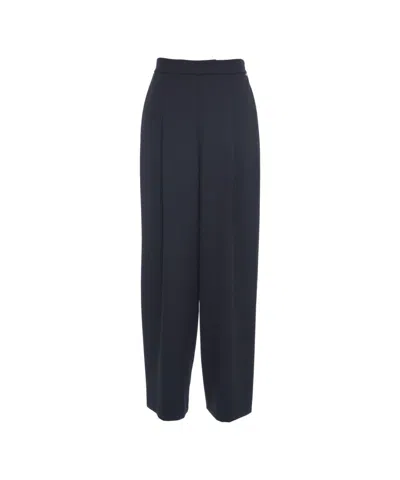 Kaos Pleated Wide-leg Trousers With High Waist In Blue