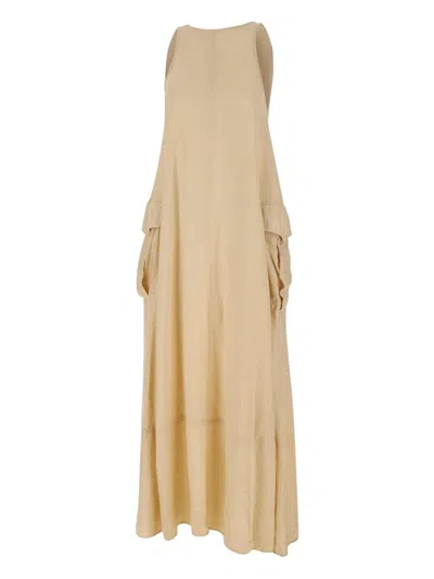 Kaos Pocketed Sleeveless Day Dress In Neutral