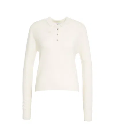 Kaos Polo Collar Sweater In White
