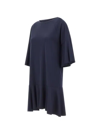 Kaos Raglan-sleeves Ruffle Dress In Blue