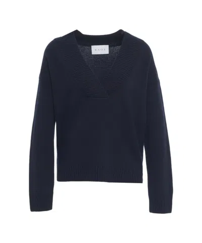 Kaos Relaxed Oversized V-neck Wool Sweater In Black