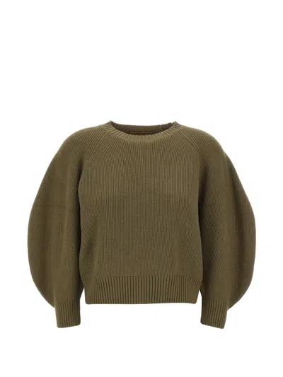 Kaos Ribbed Balloon-sleeve Sweater In Green