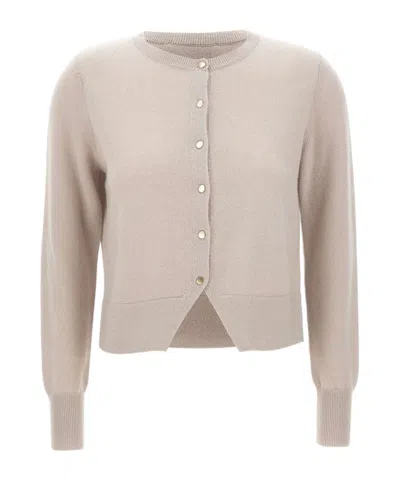 Kaos Ribbed Crew-neck Cardigan In Neutral