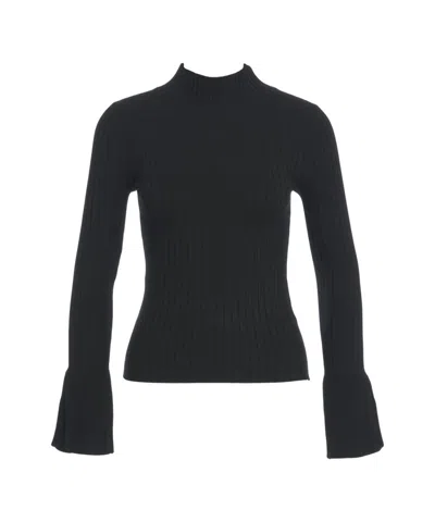 Kaos Ribbed Knit Top With High Neckline In Black