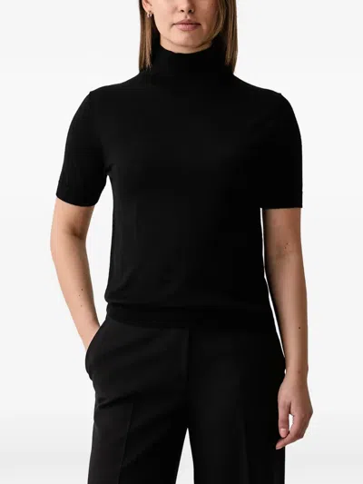 Kaos Roll-neck Short-sleeve Wool T-shirt In Black
