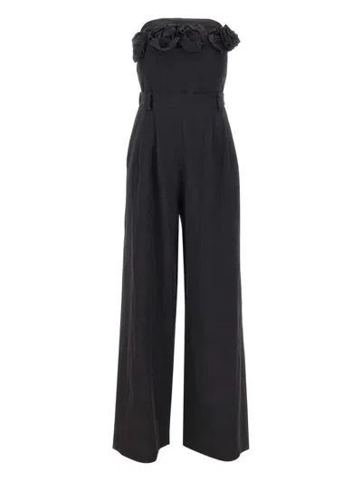 Kaos Rose-embellished Jumpsuit In Black