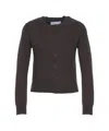 Kaos Round Neck Brown Cardigan In Brown