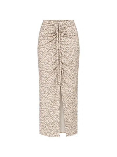 Kaos Ruched Leopard-print Maxi Skirt In Neutral