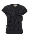 Kaos Ruffle-detail T-shirt In Black