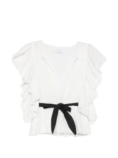 Kaos 러플 벨트 블라우스 In White